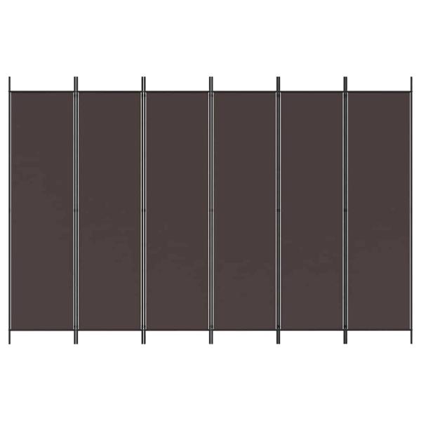 6-tlg. Paravent Braun 300x200 cm Stoff