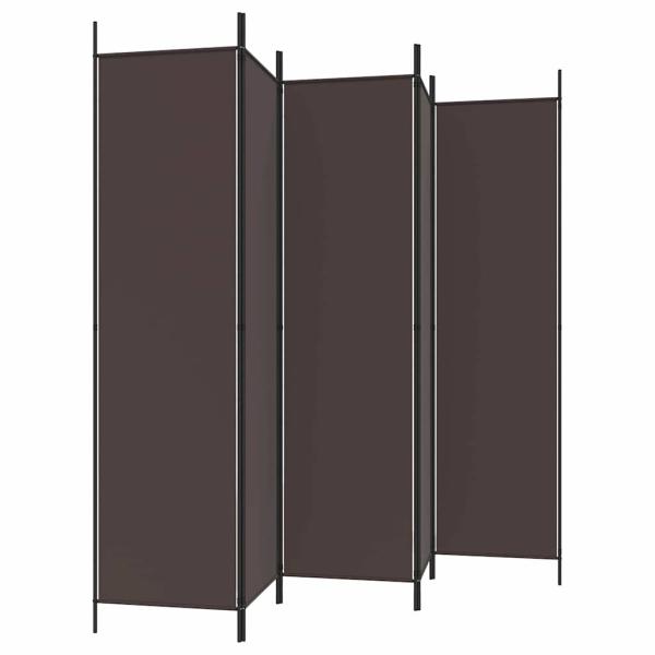 6-tlg. Paravent Braun 300x200 cm Stoff
