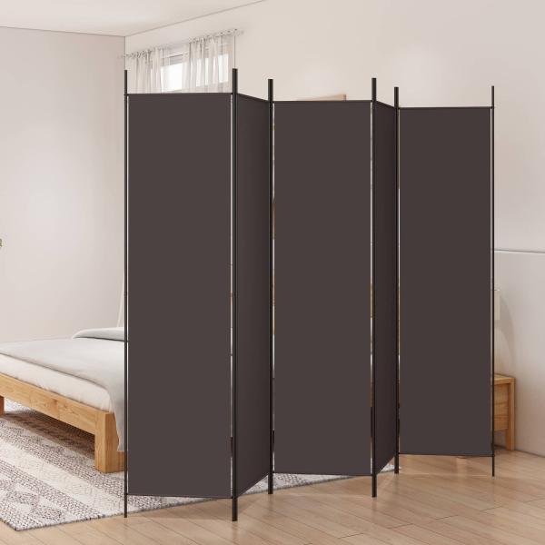 ARDEBO.de - 5-tlg. Paravent Braun 250x200 cm Stoff