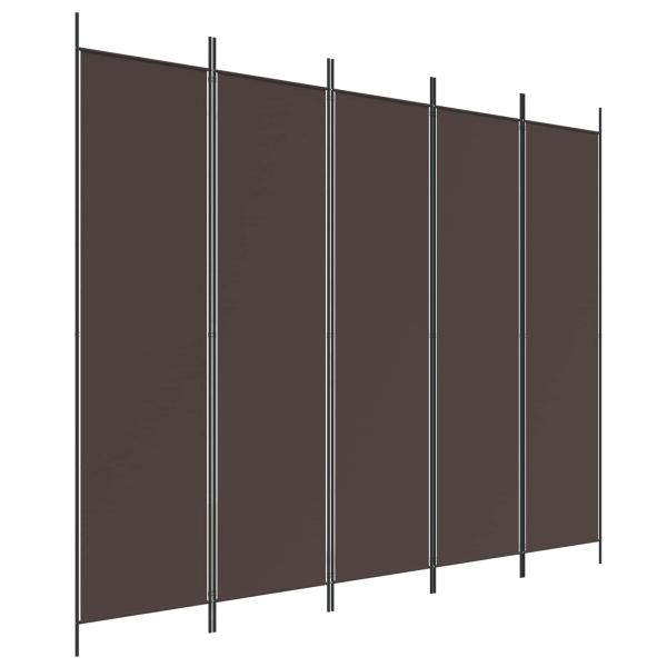 5-tlg. Paravent Braun 250x200 cm Stoff