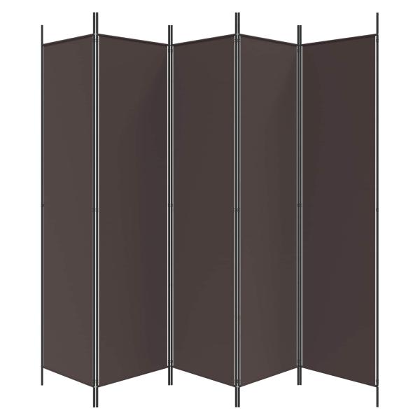 5-tlg. Paravent Braun 250x200 cm Stoff