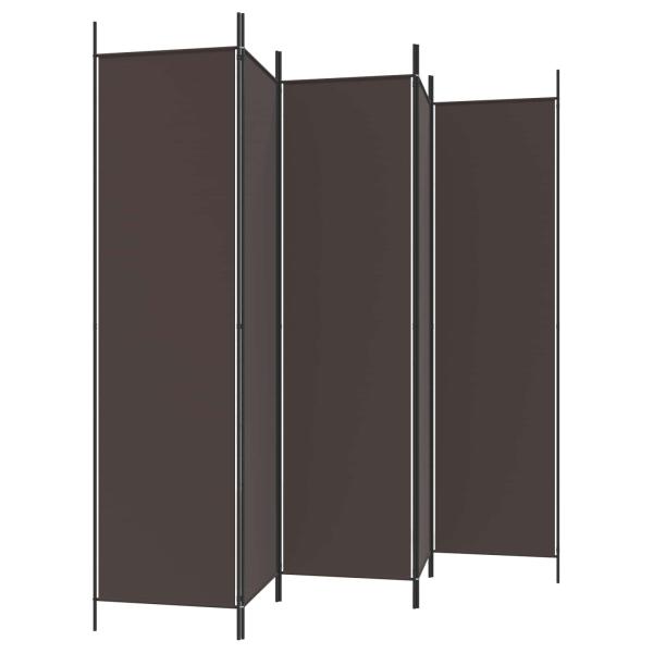 5-tlg. Paravent Braun 250x200 cm Stoff