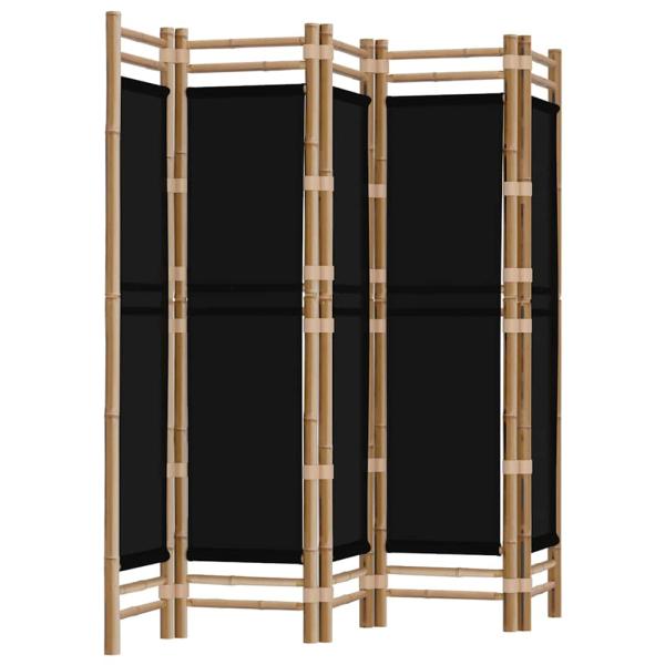 5-tlg. Paravent Faltbar 200 cm Bambus und Canvas