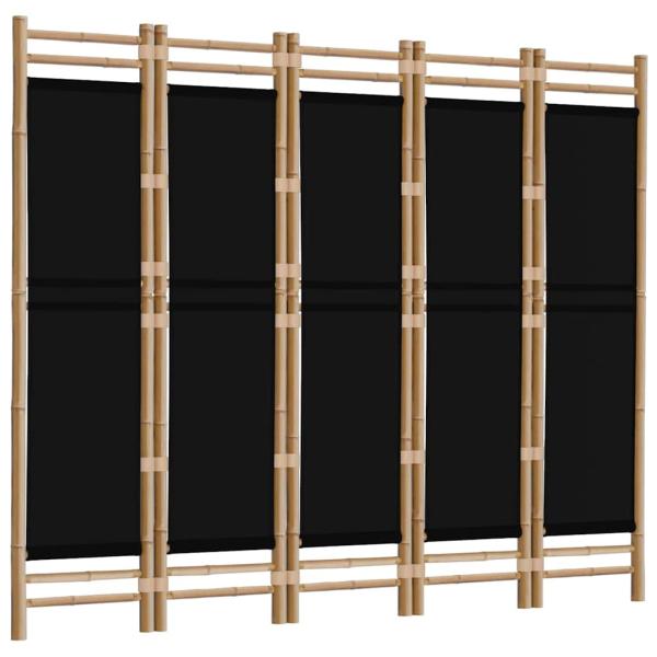 5-tlg. Paravent Faltbar 200 cm Bambus und Canvas