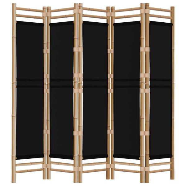 5-tlg. Paravent Faltbar 200 cm Bambus und Canvas