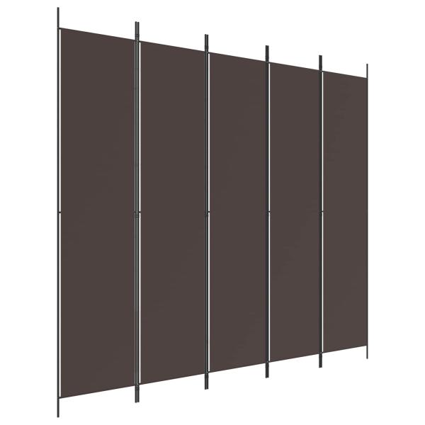5-tlg. Paravent Braun 250x220 cm Stoff