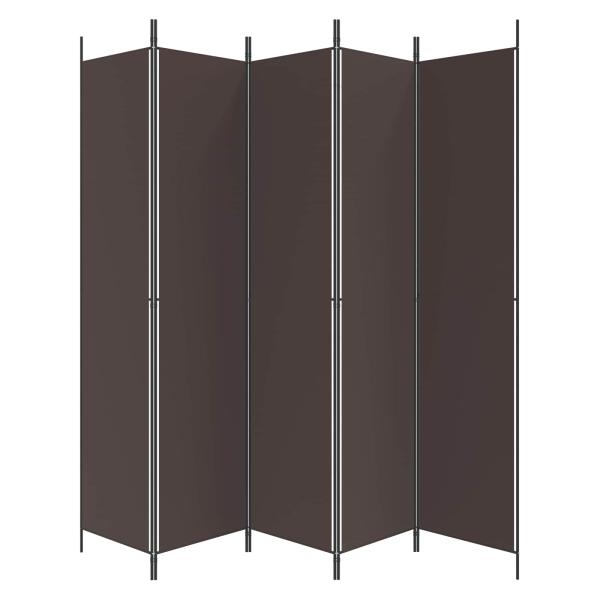 5-tlg. Paravent Braun 250x220 cm Stoff