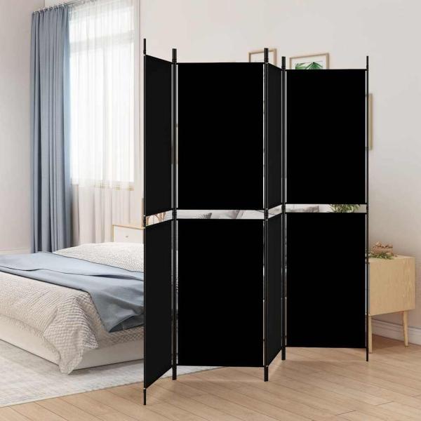 ARDEBO.de - 4-tlg. Paravent Schwarz 200x180 cm Stoff