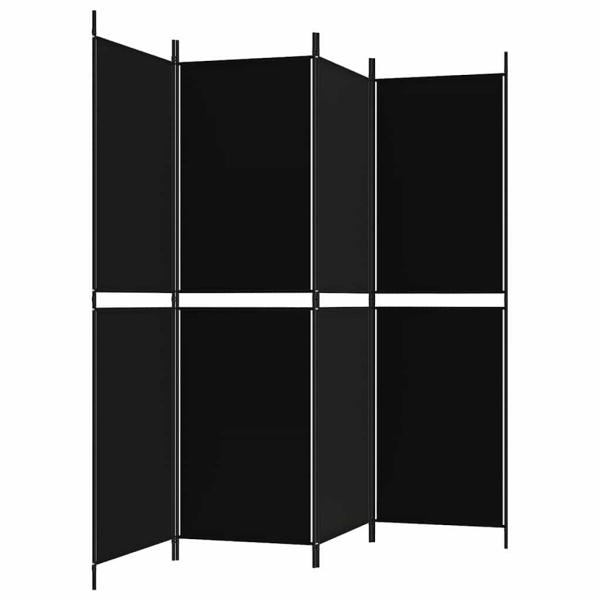 4-tlg. Paravent Schwarz 200x180 cm Stoff