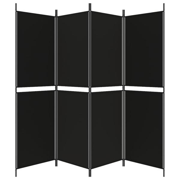 4-tlg. Paravent Schwarz 200x180 cm Stoff