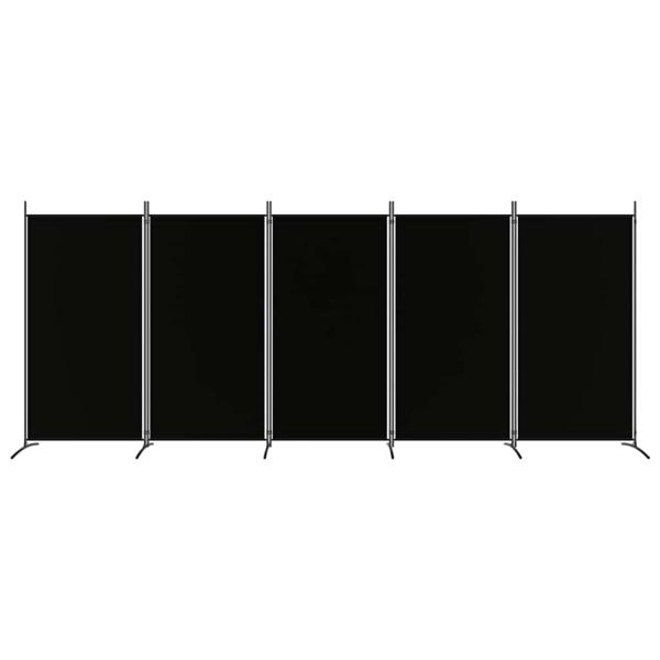 5-tlg. Paravent Schwarz 433x180 cm Stoff