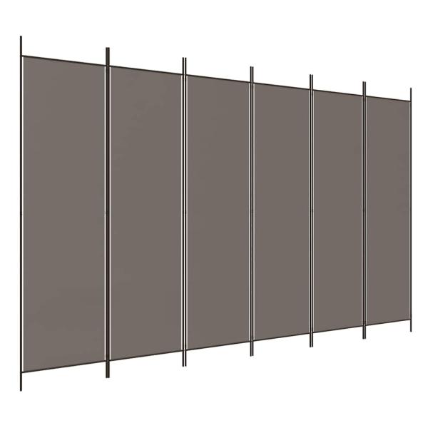 6-tlg. Paravent Anthrazit 300x220 cm Stoff