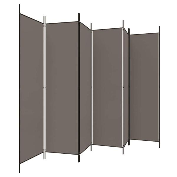 6-tlg. Paravent Anthrazit 300x220 cm Stoff