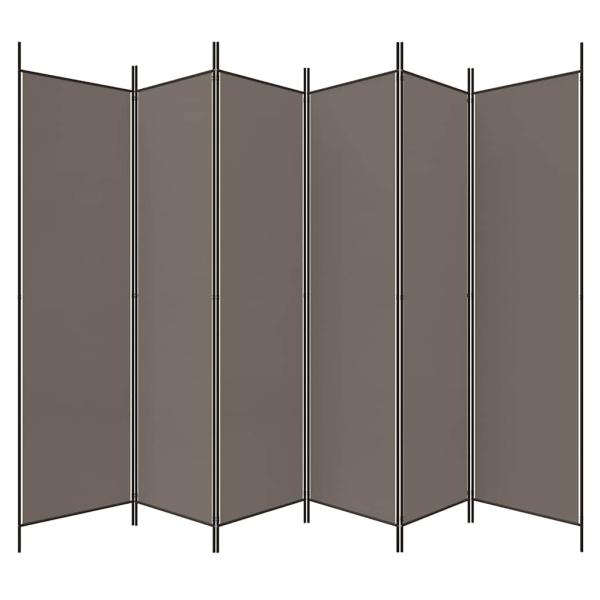 6-tlg. Paravent Anthrazit 300x220 cm Stoff