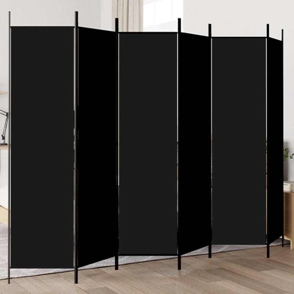 ARDEBO.de - 6-tlg. Paravent Schwarz 300x200 cm Stoff
