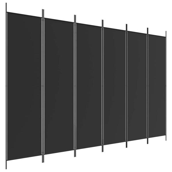 6-tlg. Paravent Schwarz 300x200 cm Stoff
