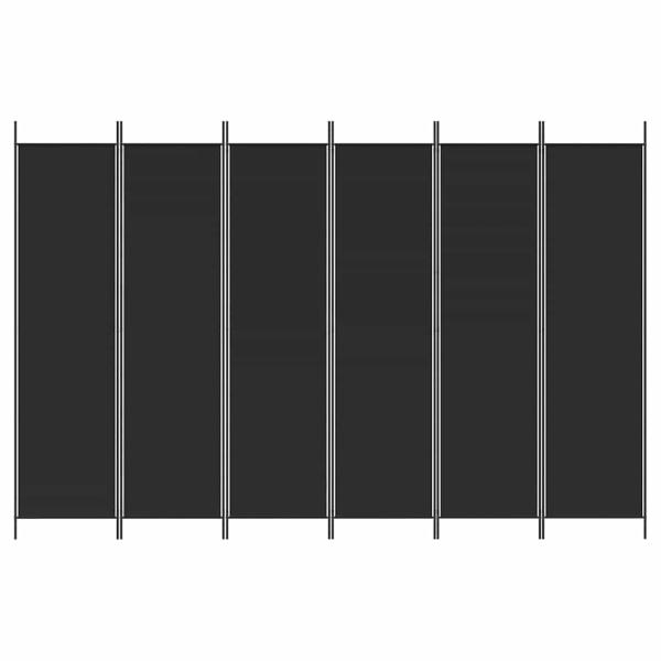 6-tlg. Paravent Schwarz 300x200 cm Stoff