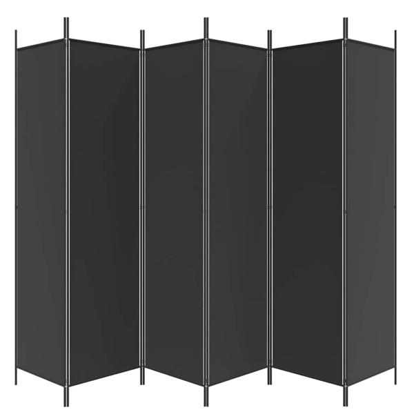 6-tlg. Paravent Schwarz 300x200 cm Stoff
