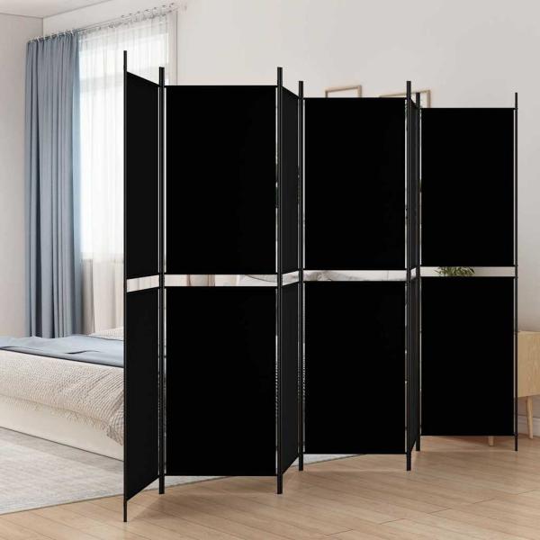 ARDEBO.de - 6-tlg. Paravent Schwarz 300x200 cm Stoff