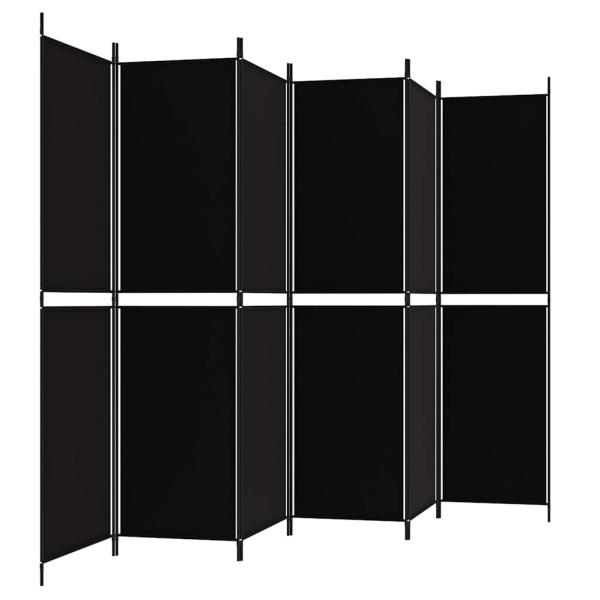 6-tlg. Paravent Schwarz 300x200 cm Stoff