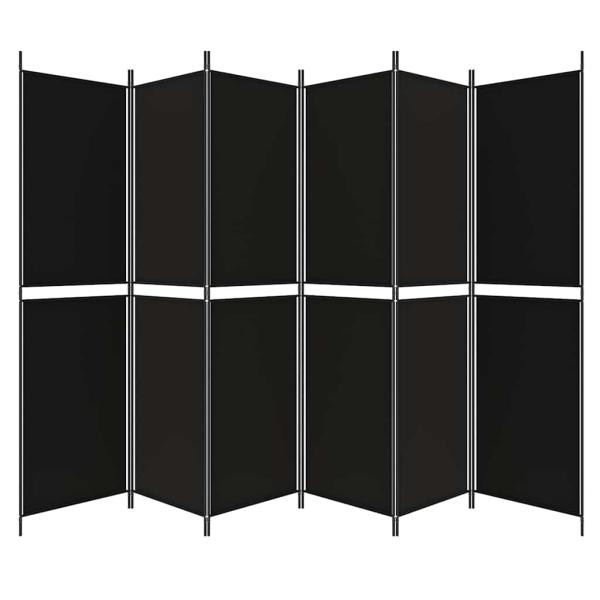 6-tlg. Paravent Schwarz 300x200 cm Stoff