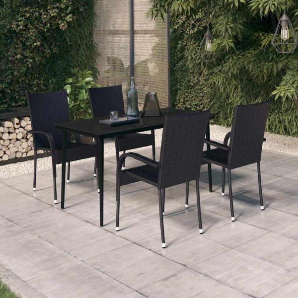 ARDEBO.de - 5-tlg. Garten-Essgruppe Schwarz
