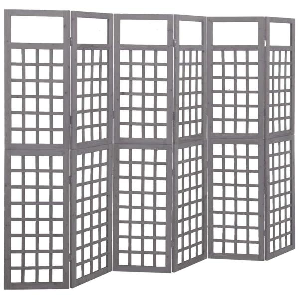 ARDEBO.de - Spalier/Paravent 6-teilig Massivholz Tanne Grau 242,5x180 cm