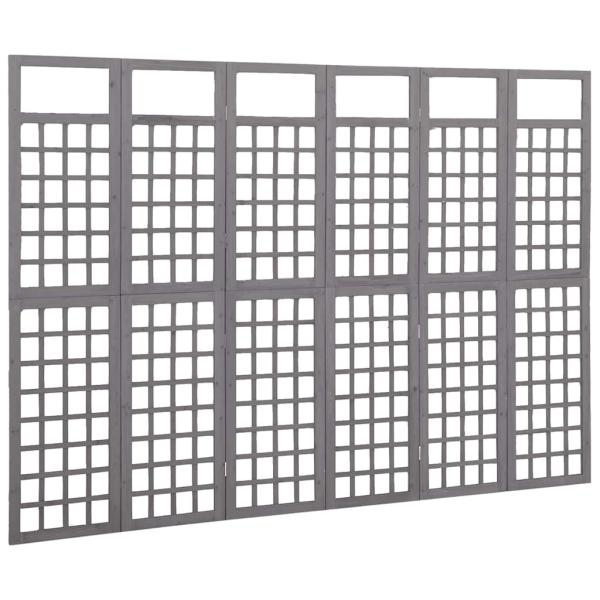 Spalier/Paravent 6-teilig Massivholz Tanne Grau 242,5x180 cm