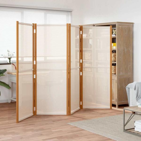 ARDEBO.de - 4-tlg. Raumteiler Cremeweiß 280x180 cm