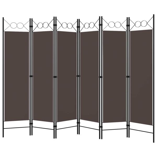 ARDEBO.de - 6-tlg. Raumteiler Braun 240 x 180 cm