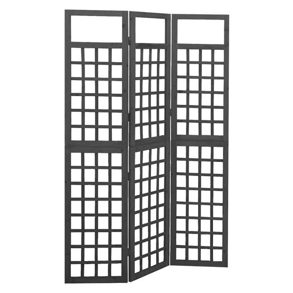 ARDEBO.de - Spalier/Paravent 3-teilig Massivholz Tanne Schwarz 121x180 cm