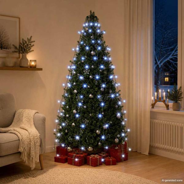 ARDEBO.de - Weihnachtsbaum-Lichternetz mit 150 LEDs Blau 150 cm