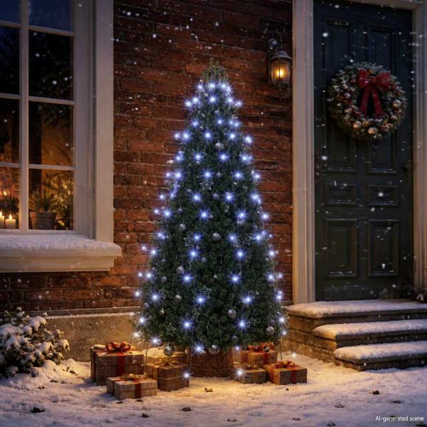 Weihnachtsbaum-Lichternetz mit 150 LEDs Blau 150 cm