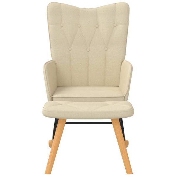 Schaukelsessel mit Hocker Creme Stoff