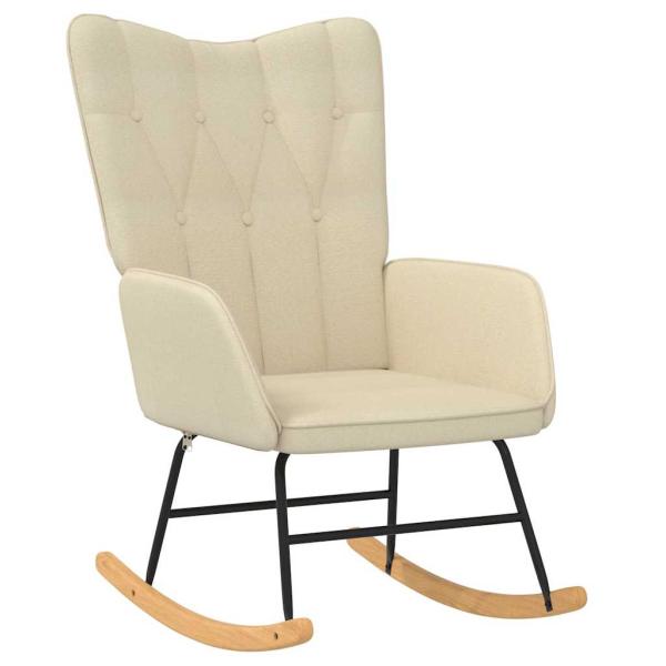 Schaukelsessel mit Hocker Creme Stoff