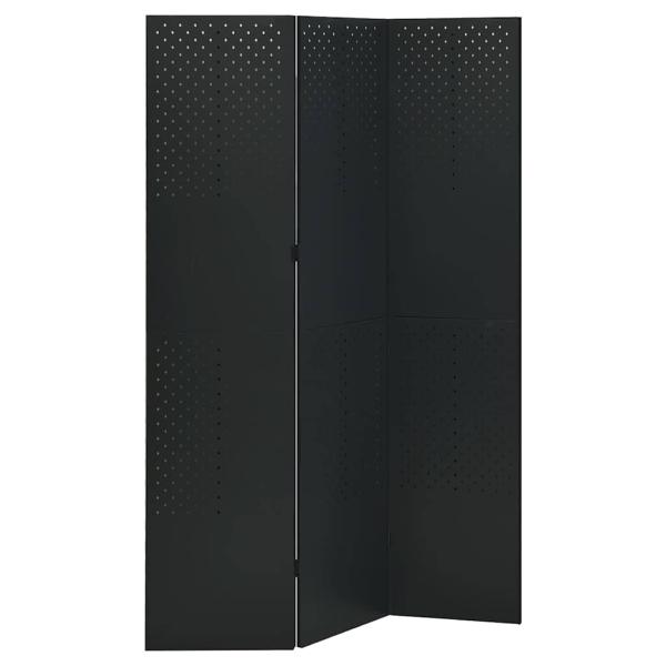 ARDEBO.de - 3-tlg. Raumteiler Schwarz 120x180 cm Stahl