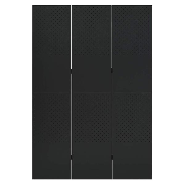 3-tlg. Raumteiler Schwarz 120x180 cm Stahl