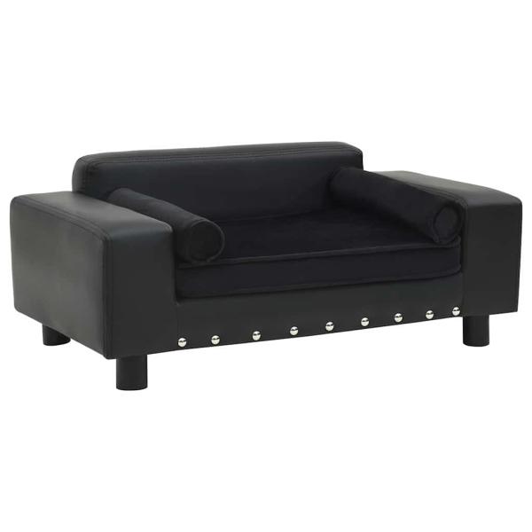 ARDEBO.de - Hundesofa Schwarz 81x43x31 cm Plüsch und Kunstleder