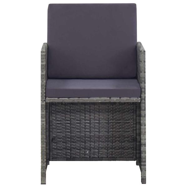5-tlg. Garten-Essgruppe Poly Rattan Akazie Massivholz Anthrazit