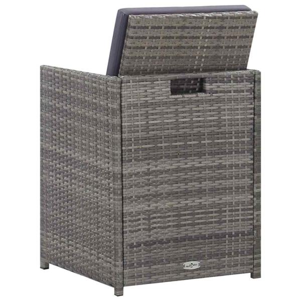 5-tlg. Garten-Essgruppe Poly Rattan Akazie Massivholz Anthrazit