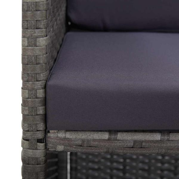 5-tlg. Garten-Essgruppe Poly Rattan Akazie Massivholz Anthrazit