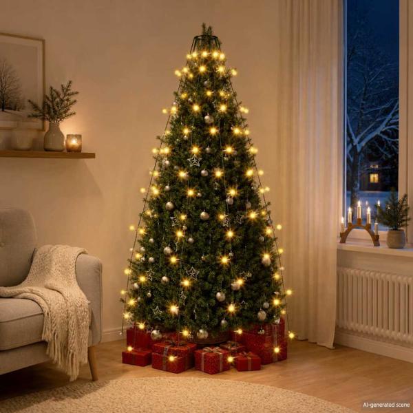 ARDEBO.de - Weihnachtsbaum-Lichternetz mit 150 LEDs 150 cm