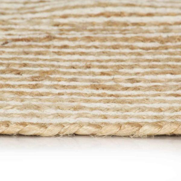 Teppich Handgefertigt Jute mit Spiralen-Design Weiß 90 cm