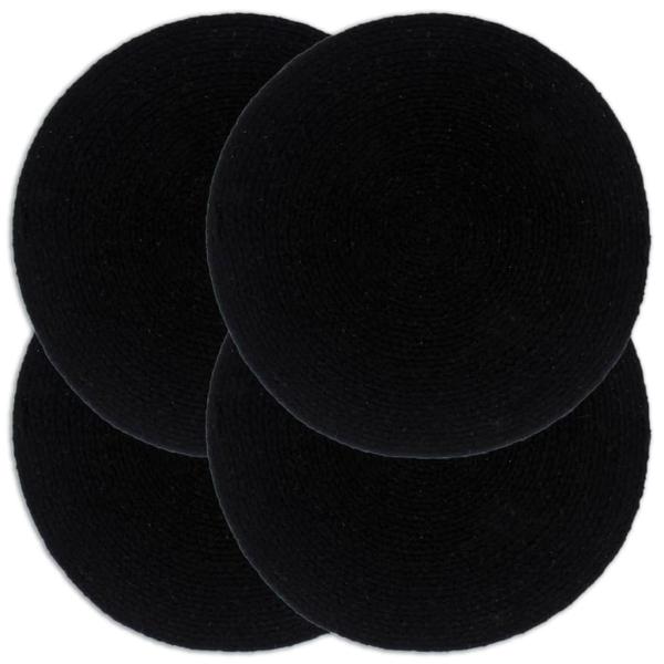 ARDEBO.de - Tischsets 4 Stk. Schwarz 38 cm Rund Baumwolle