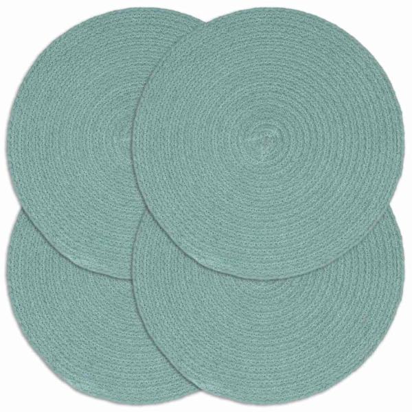 ARDEBO.de - Tischsets 4 Stk. Grün 38 cm Rund Baumwolle