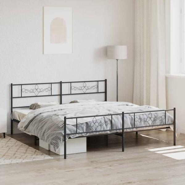 ARDEBO.de - Metallbett ohne Matratze mit Fußteil Schwarz 180x200 cm