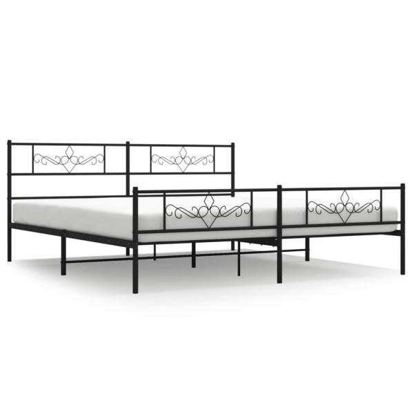 Metallbett ohne Matratze mit Fußteil Schwarz 180x200 cm