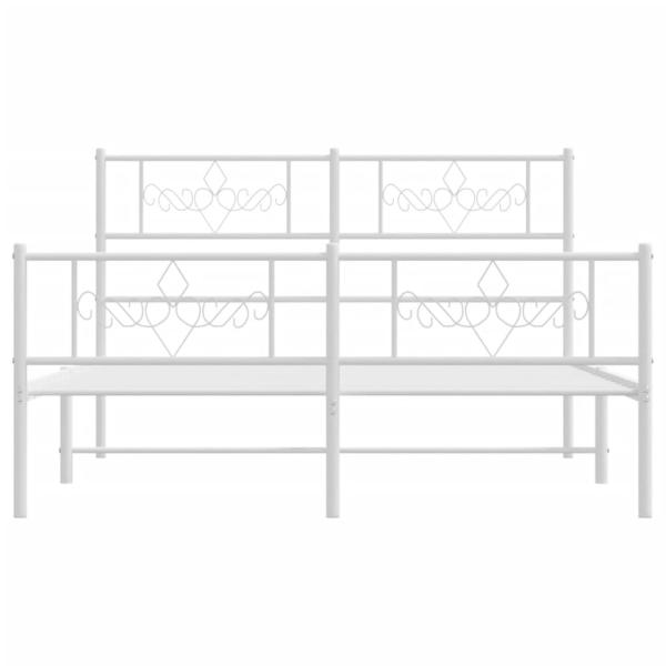 Bettgestell mit Kopf- und Fußteil Metall Weiß 120x200 cm