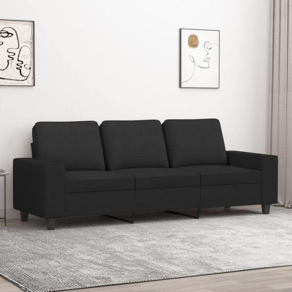 ARDEBO.de - 3-Sitzer-Sofa Schwarz 180 cm Stoff