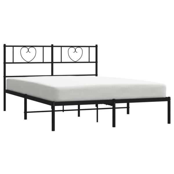 Bettgestell mit Kopfteil Metall Schwarz 120x190 cm